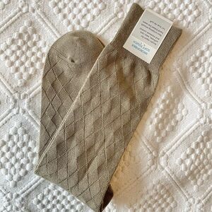 NWT Concepts beige microfiber soft touch pair of dress socks with argyle pattern